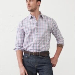 Banana Republic Blue and White Casual Button Down Shirt
